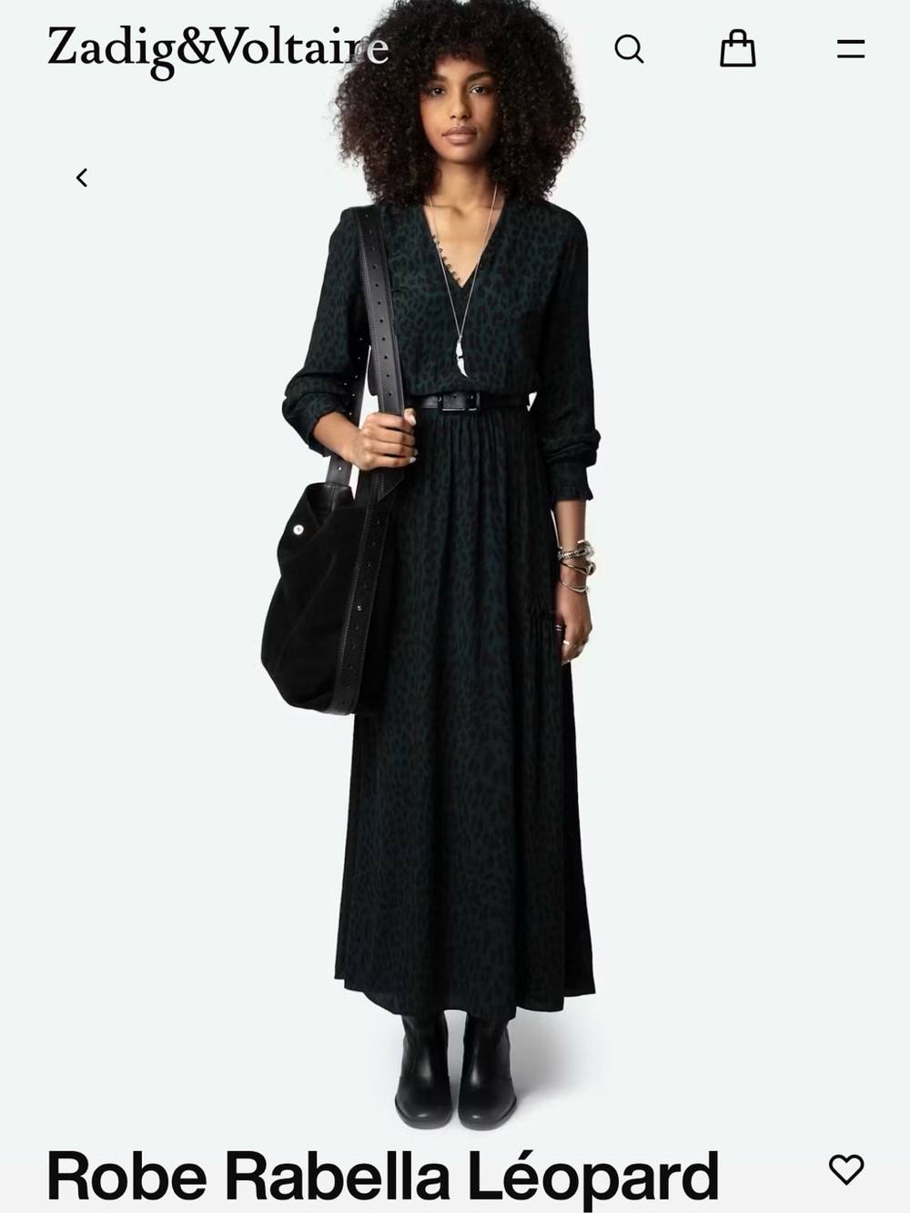 Zadig & Voltaire Dark Leopard-Print V-Neck Maxi Dress